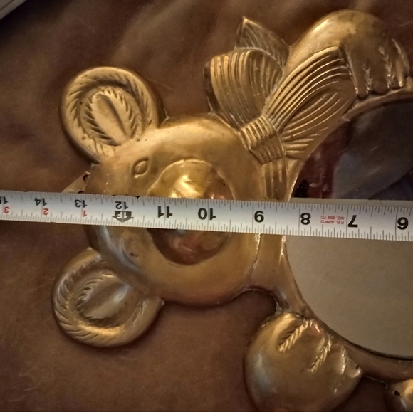 Vintage Heavy Brass Teddy Bear Wall Mirror - Picture 3 of 3